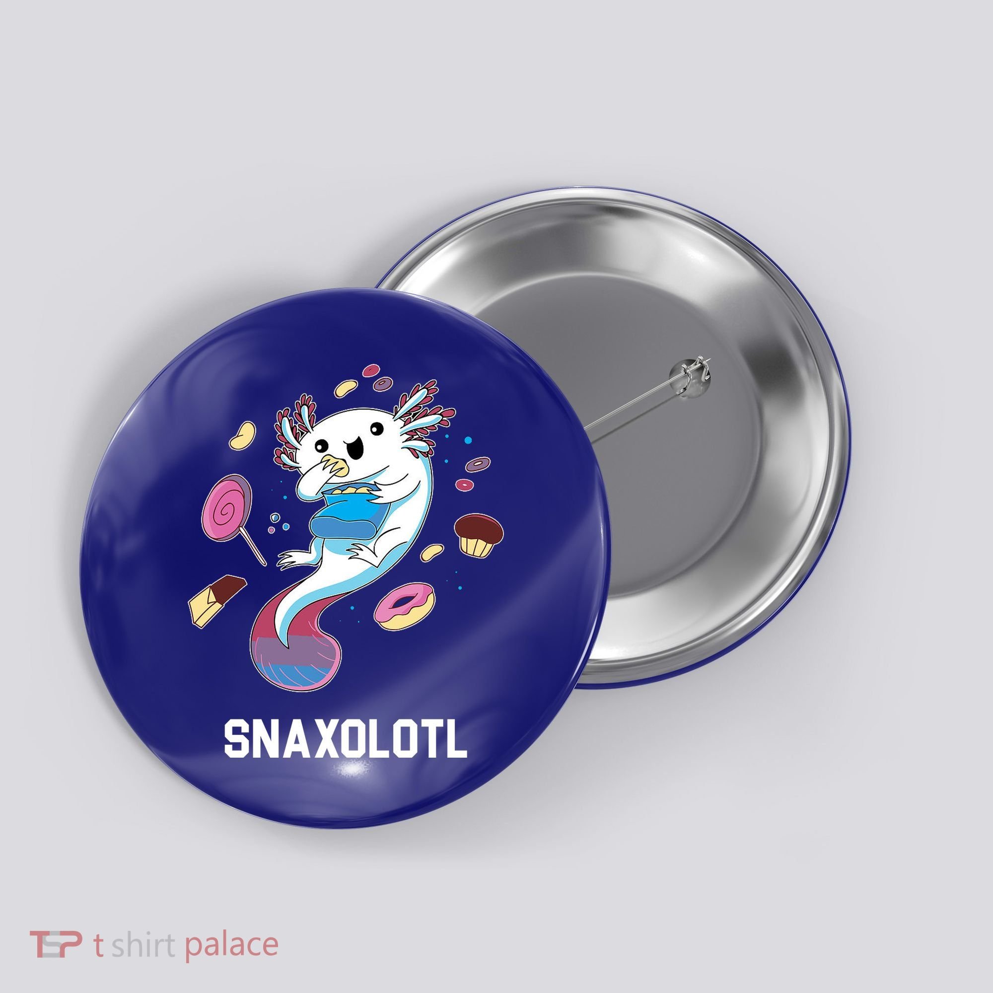 Snaxolotl Axolotl Donuts Cupcakes Candy Junk Food Button