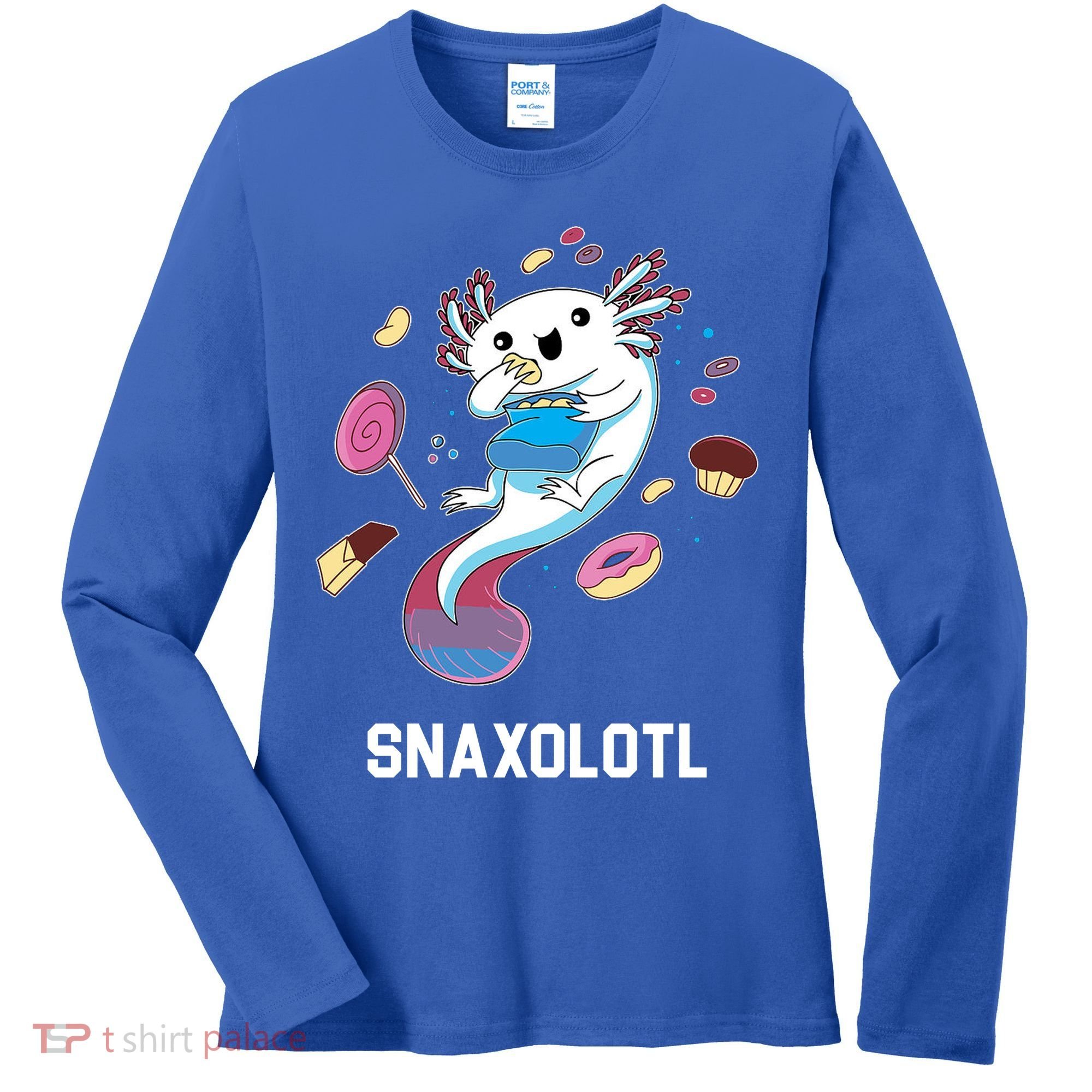 Snaxolotl Axolotl Donuts Cupcakes Candy Junk Food Women's Long Sleeve Shirt
