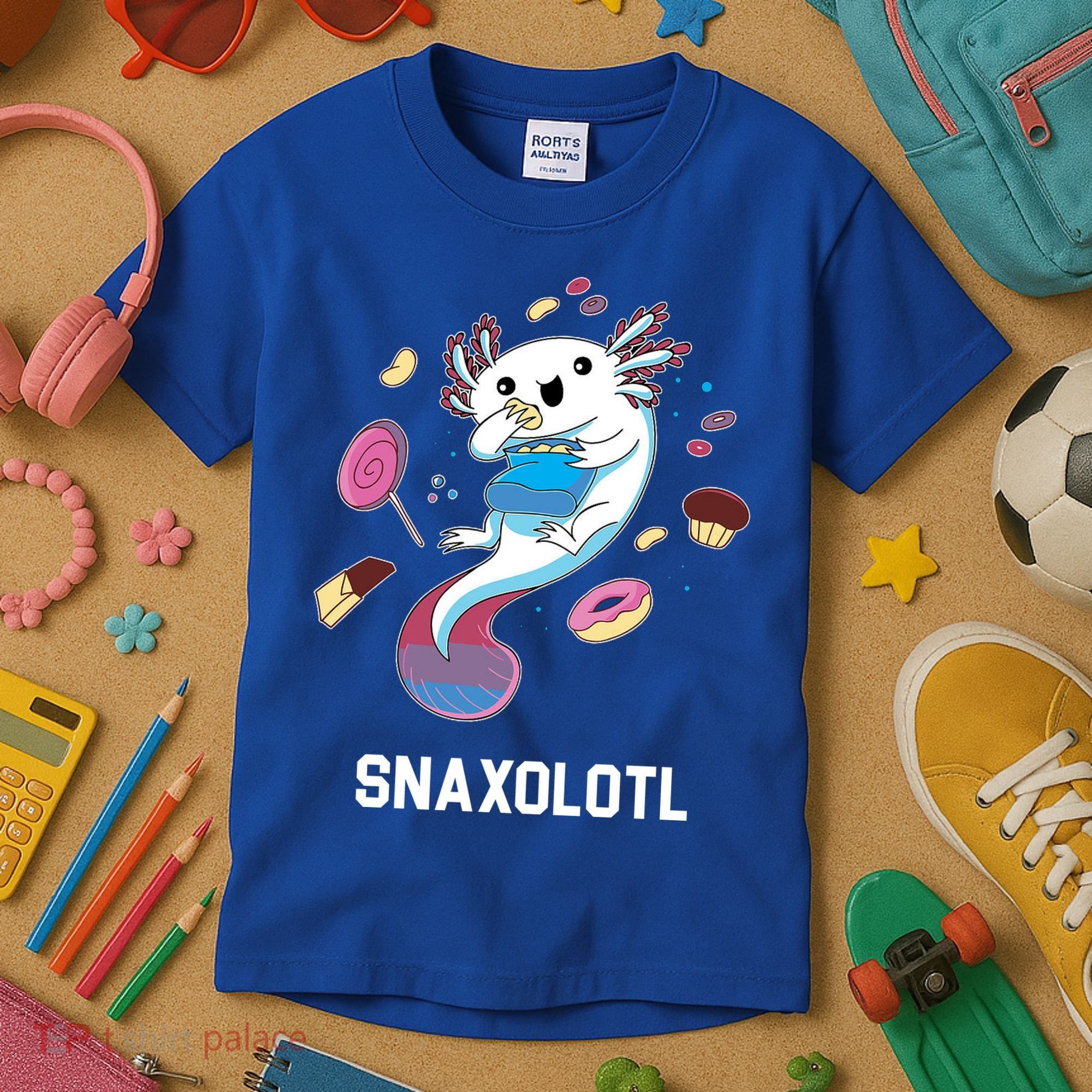 Snaxolotl Axolotl Donuts Cupcakes Candy Junk Food Kids T-Shirt