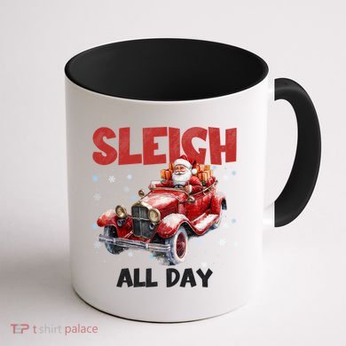 Sleigh All Day Vintage Christmas Coffee Mug back