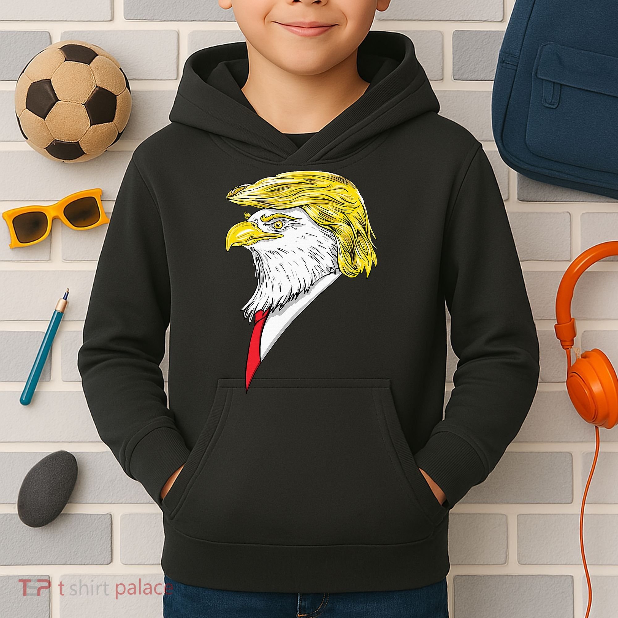 Spirit Animal Donald Trump Eagle Hair Kids Hoodie
