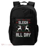 Sleigh All Day Ugly Christmas Sweater Reindeer Holiday Gift Backpack thumb 0