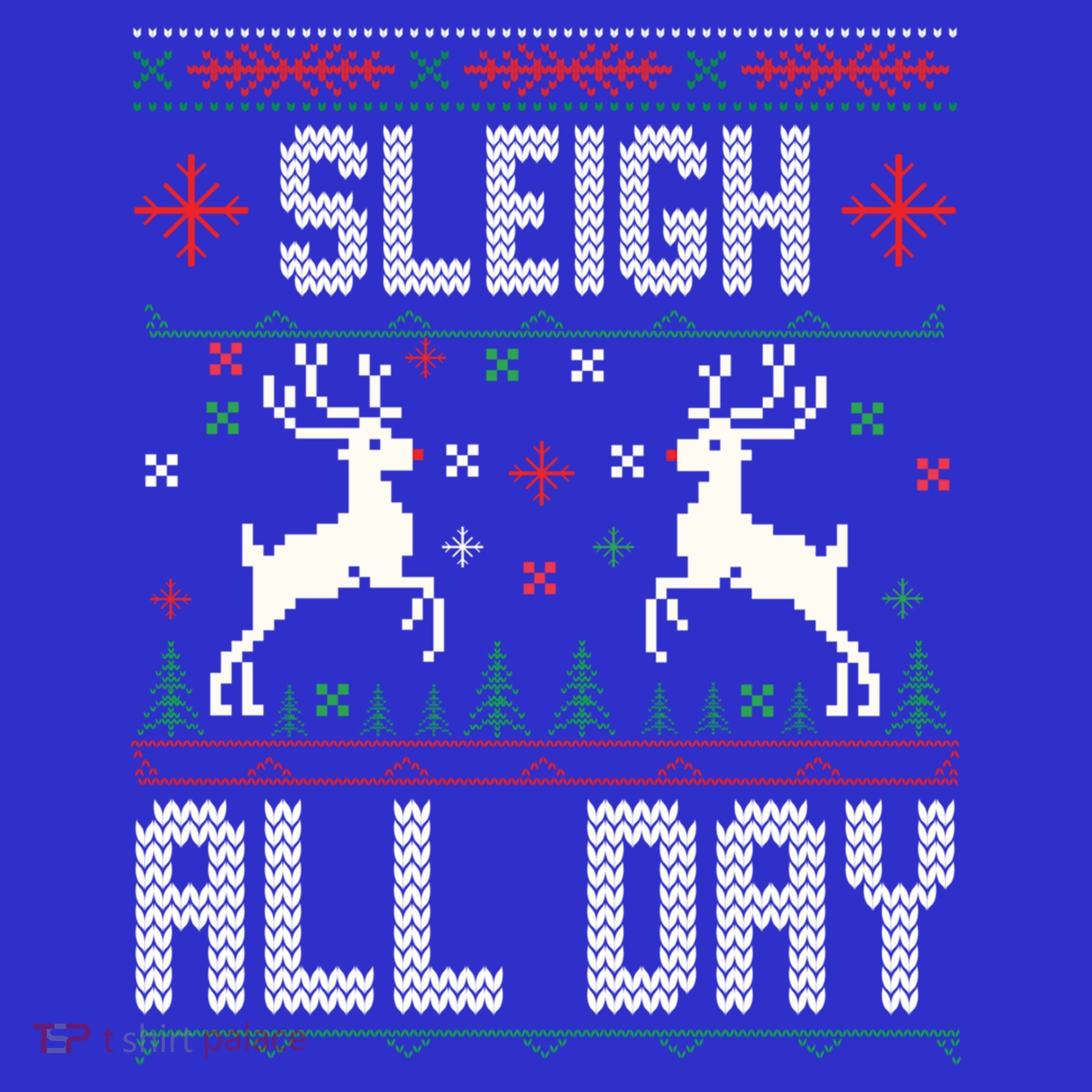 Sleigh All Day Ugly Christmas Sweater Reindeer Holiday Gift Coaster