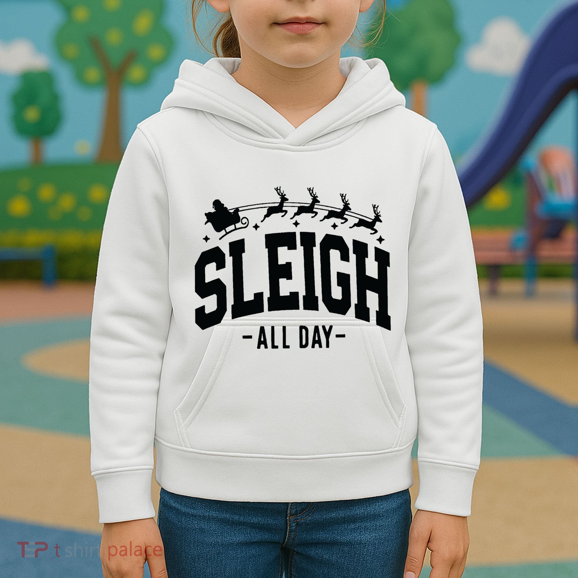 Sleigh All Day Funny Christmas Kids Hoodie