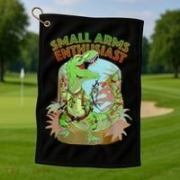 Small Arms Enthusiast Funny Trex Dinosaur Gun Golf Towel thumb 1