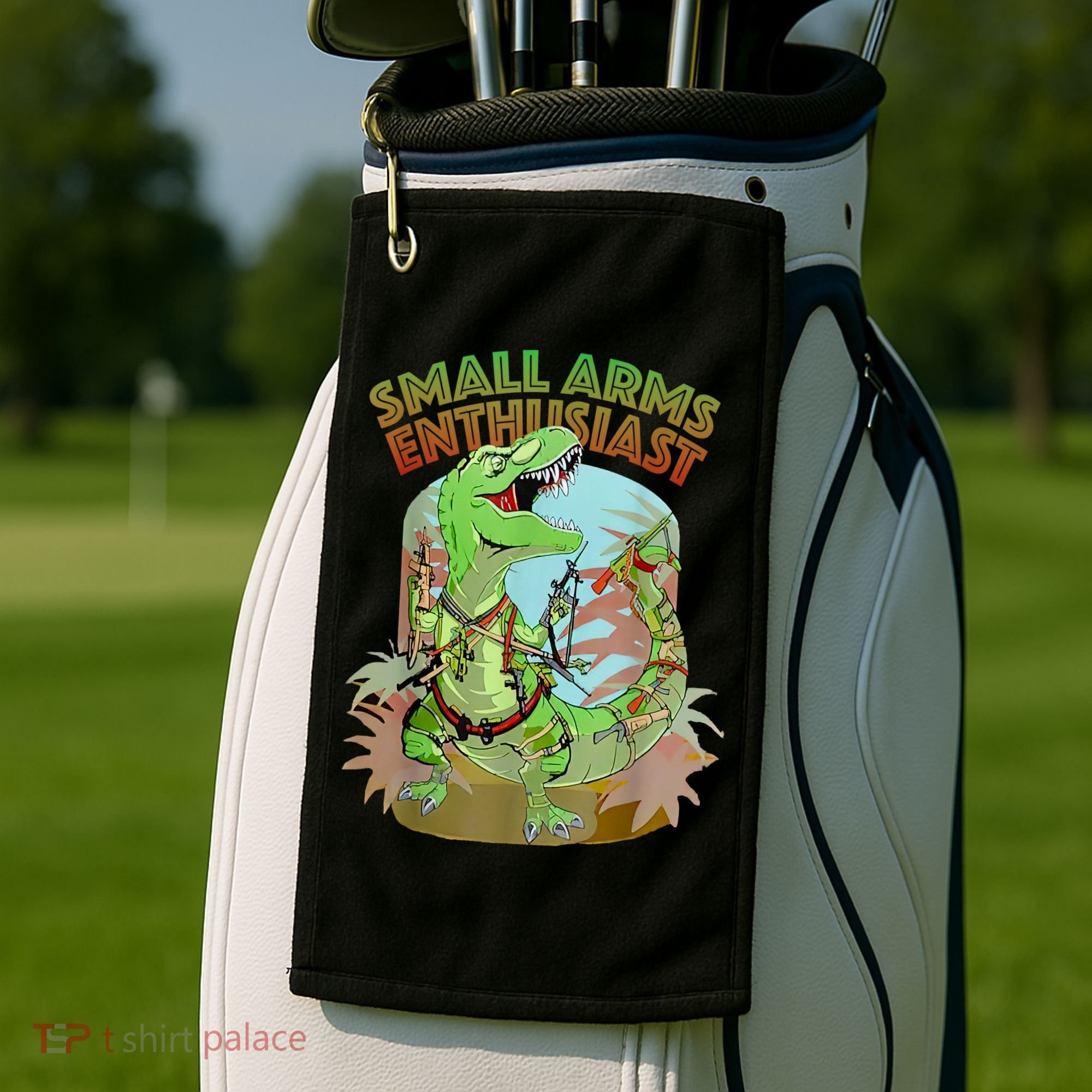 Small Arms Enthusiast Funny Trex Dinosaur Gun Golf Towel