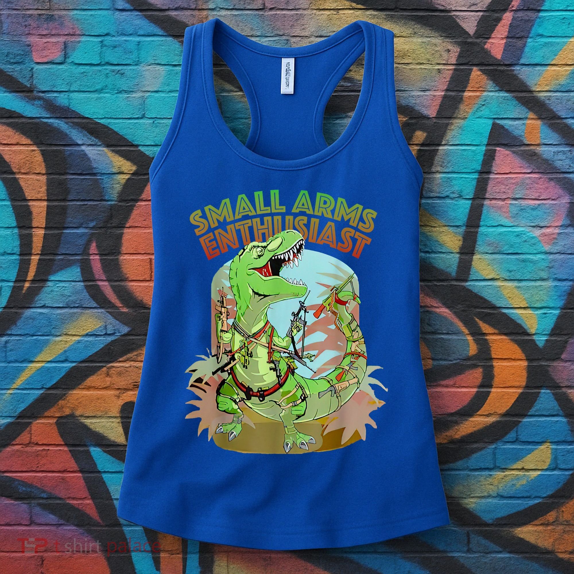 Small Arms Enthusiast Funny Trex Dinosaur Gun Women's Tank Top