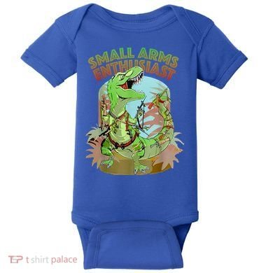 Small Arms Enthusiast Funny Trex Dinosaur Gun Baby Bodysuit