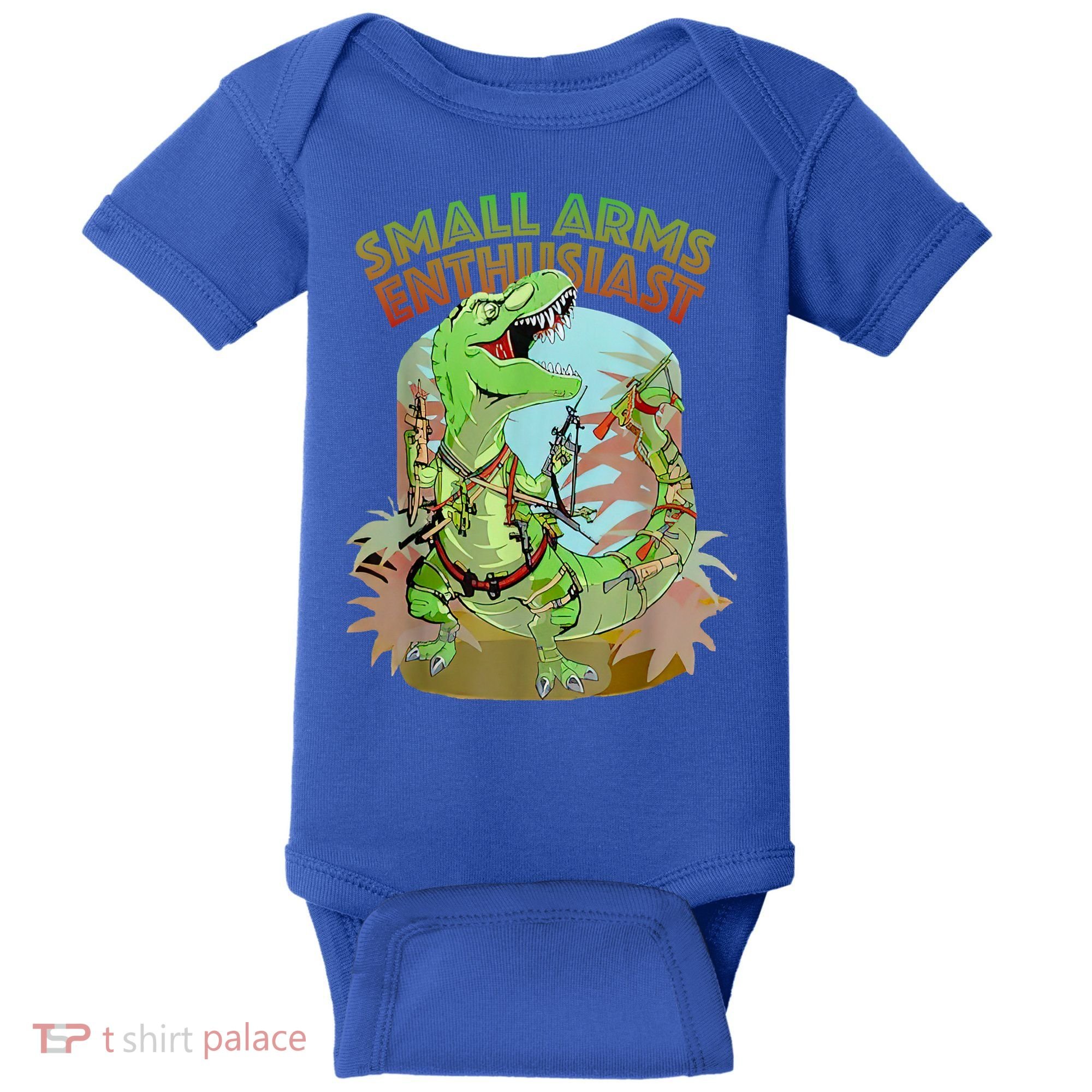 Small Arms Enthusiast Funny Trex Dinosaur Gun Baby Bodysuit