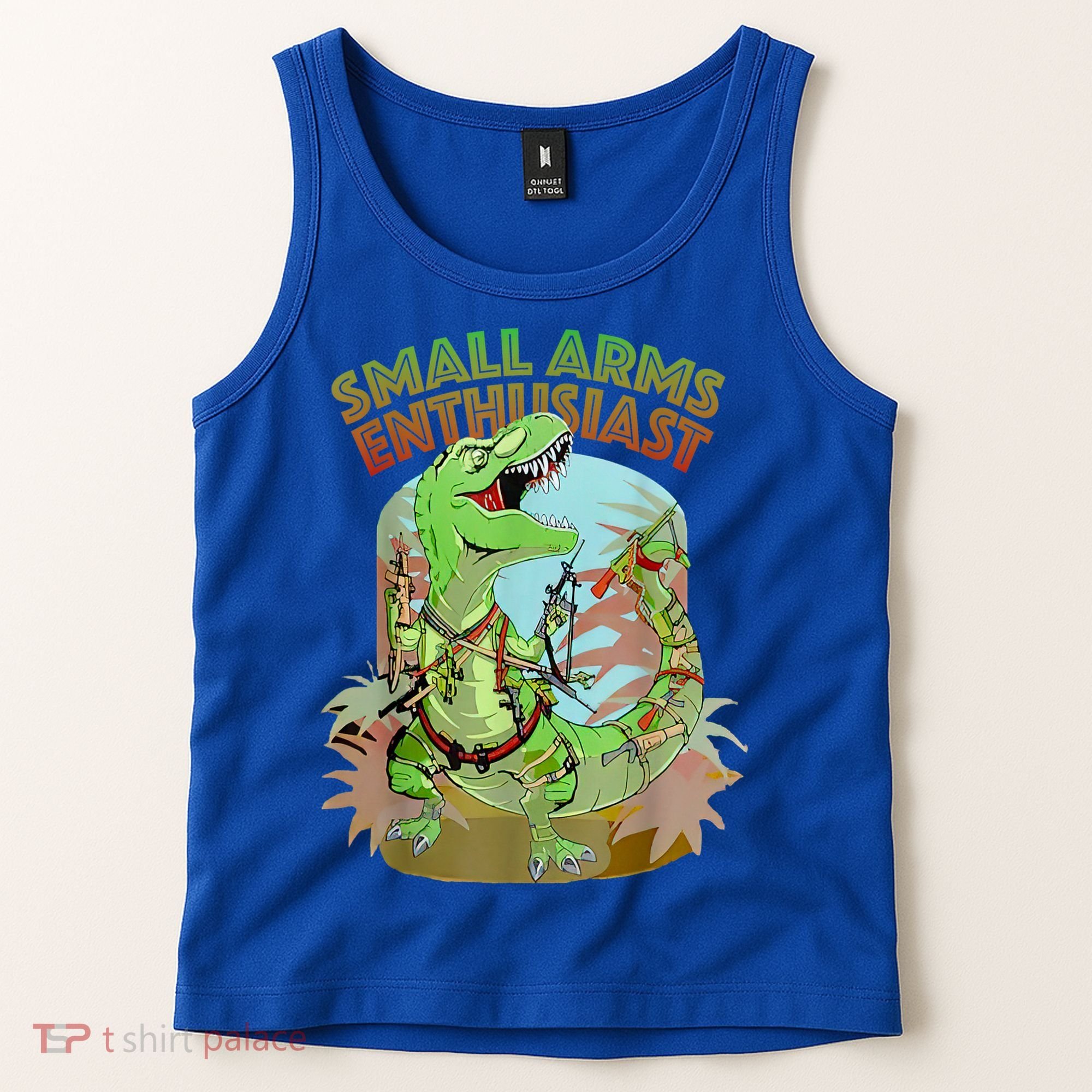 Small Arms Enthusiast Funny Trex Dinosaur Gun Tank Top