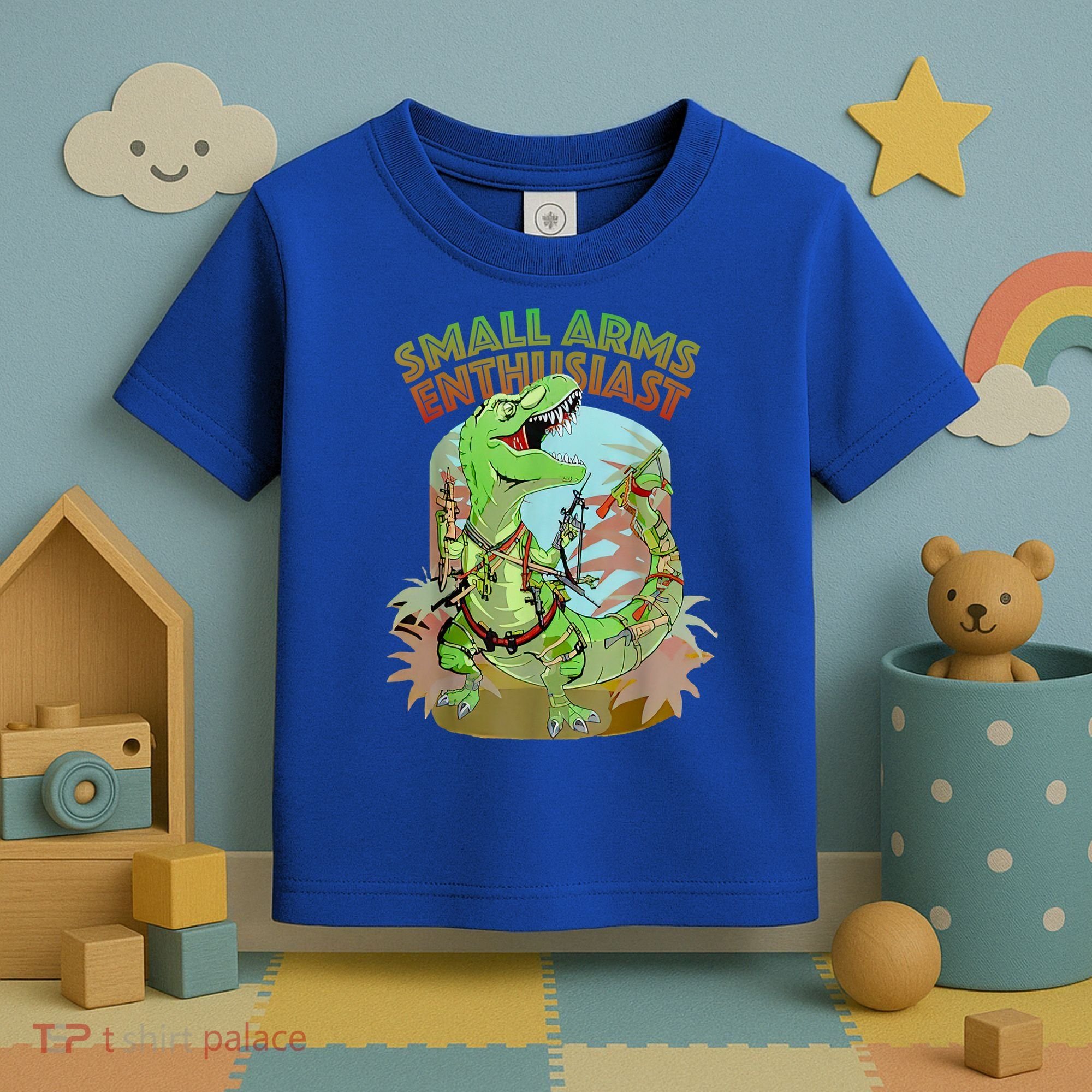Small Arms Enthusiast Funny Trex Dinosaur Gun Toddler T-Shirt
