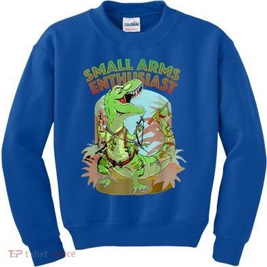 Small Arms Enthusiast Funny Trex Dinosaur Gun Kids Sweatshirt