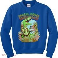 Small Arms Enthusiast Funny Trex Dinosaur Gun Kids Sweatshirt thumb 0