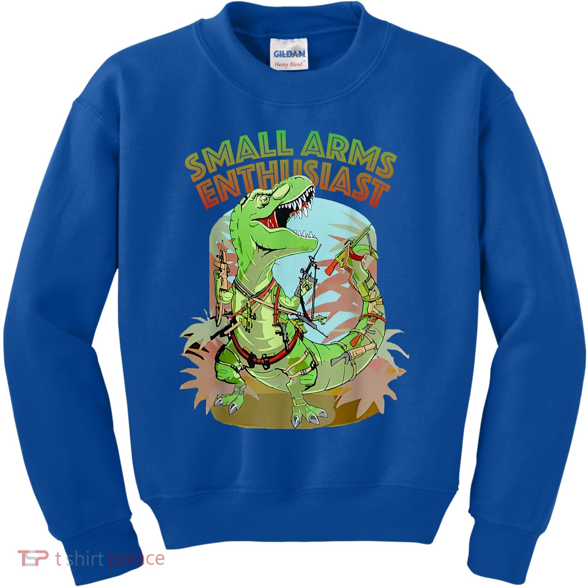Small Arms Enthusiast Funny Trex Dinosaur Gun Kids Sweatshirt