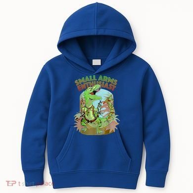 Small Arms Enthusiast Funny Trex Dinosaur Gun Kids Hoodie
