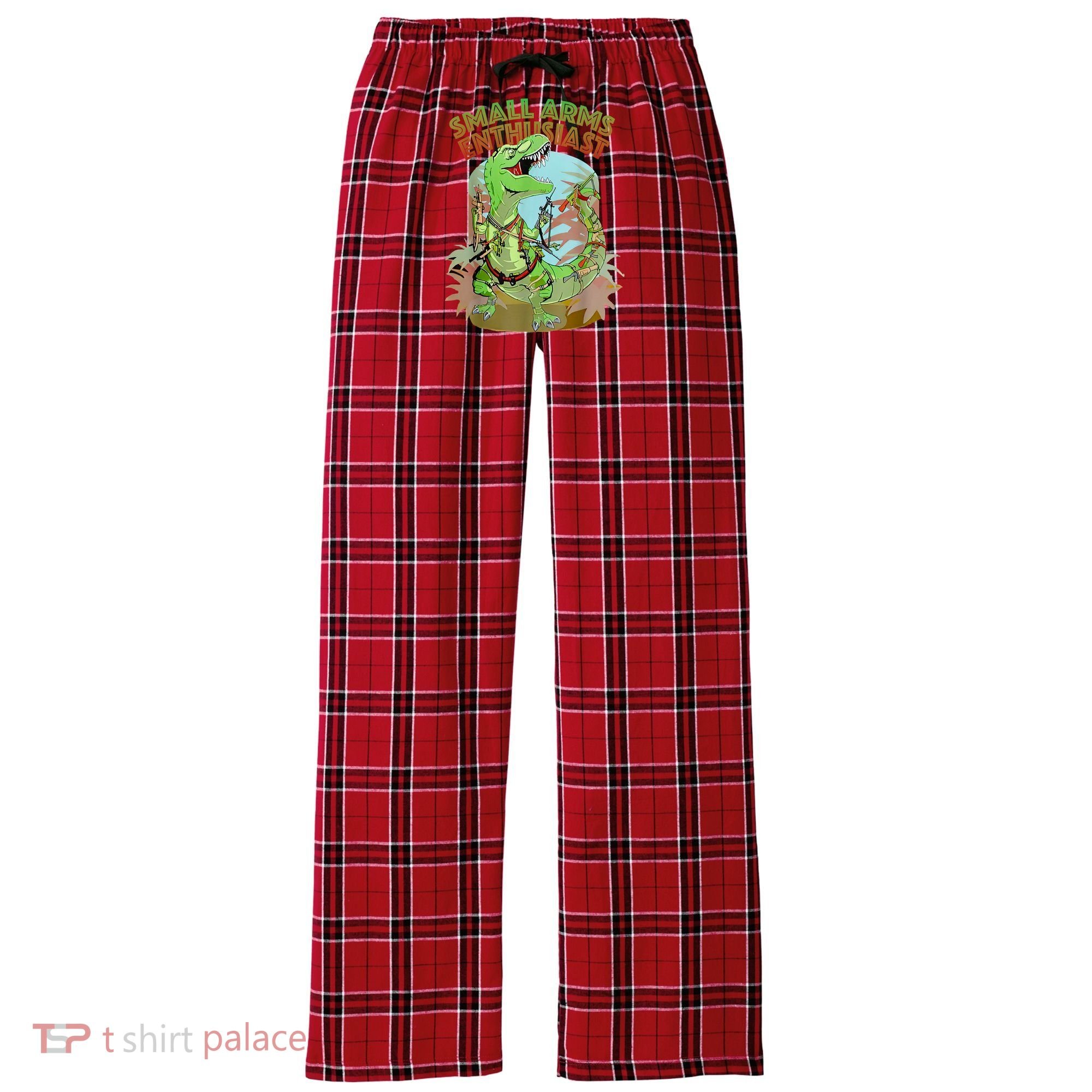 Small Arms Enthusiast Funny Trex Dinosaur Gun Women's Flannel Plaid Pajama Pants