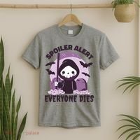 Spoiler Alert Everyone Dies Reaper Halloween T-Shirt thumb 2
