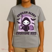 Spoiler Alert Everyone Dies Reaper Halloween T-Shirt thumb 4