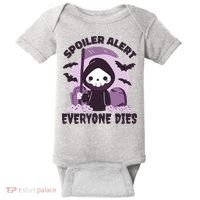 Spoiler Alert Everyone Dies Reaper Halloween Baby Bodysuit thumb 0