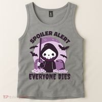 Spoiler Alert Everyone Dies Reaper Halloween Tank Top thumb 2