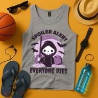 Spoiler Alert Everyone Dies Reaper Halloween Tank Top thumb 4