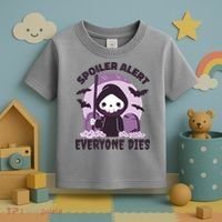 Spoiler Alert Everyone Dies Reaper Halloween Toddler T-Shirt thumb 3