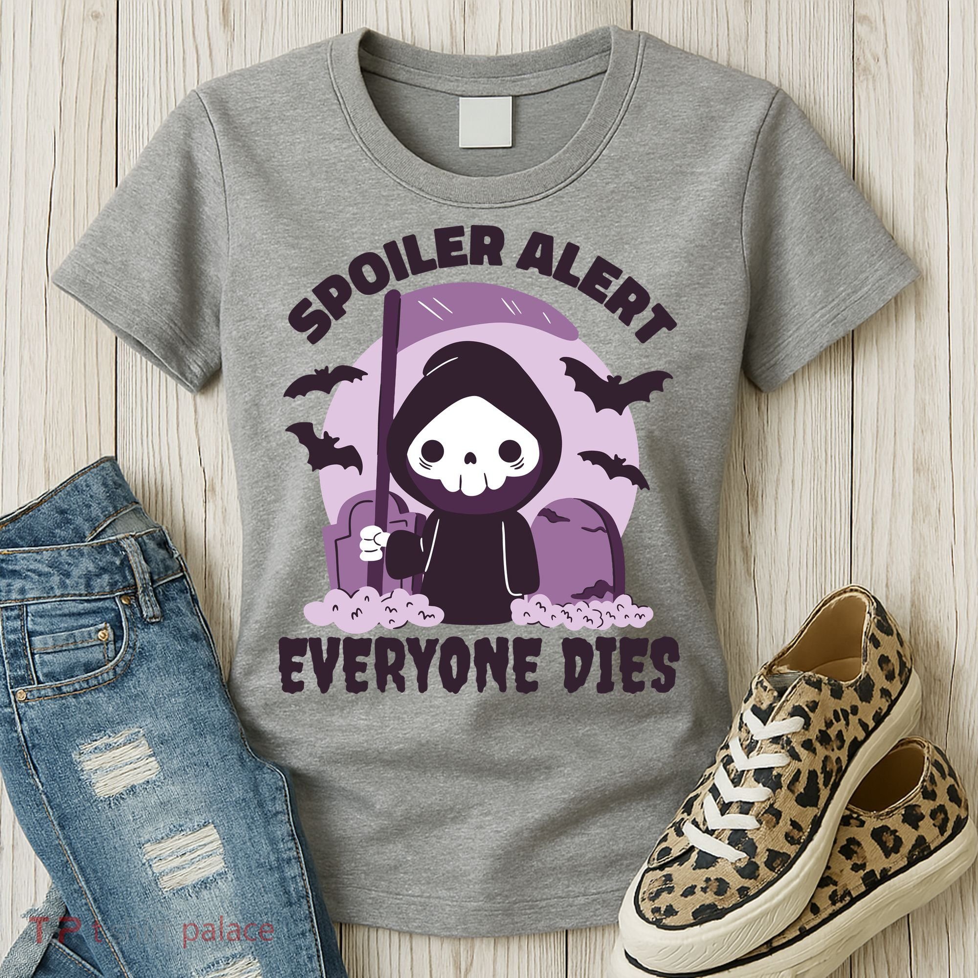 Spoiler Alert Everyone Dies Reaper Halloween Women's T-Shirt