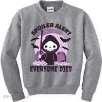 Spoiler Alert Everyone Dies Reaper Halloween Kids Sweatshirt thumb 0