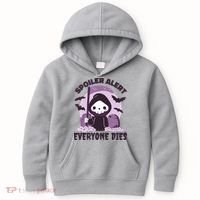 Spoiler Alert Everyone Dies Reaper Halloween Kids Hoodie thumb 0