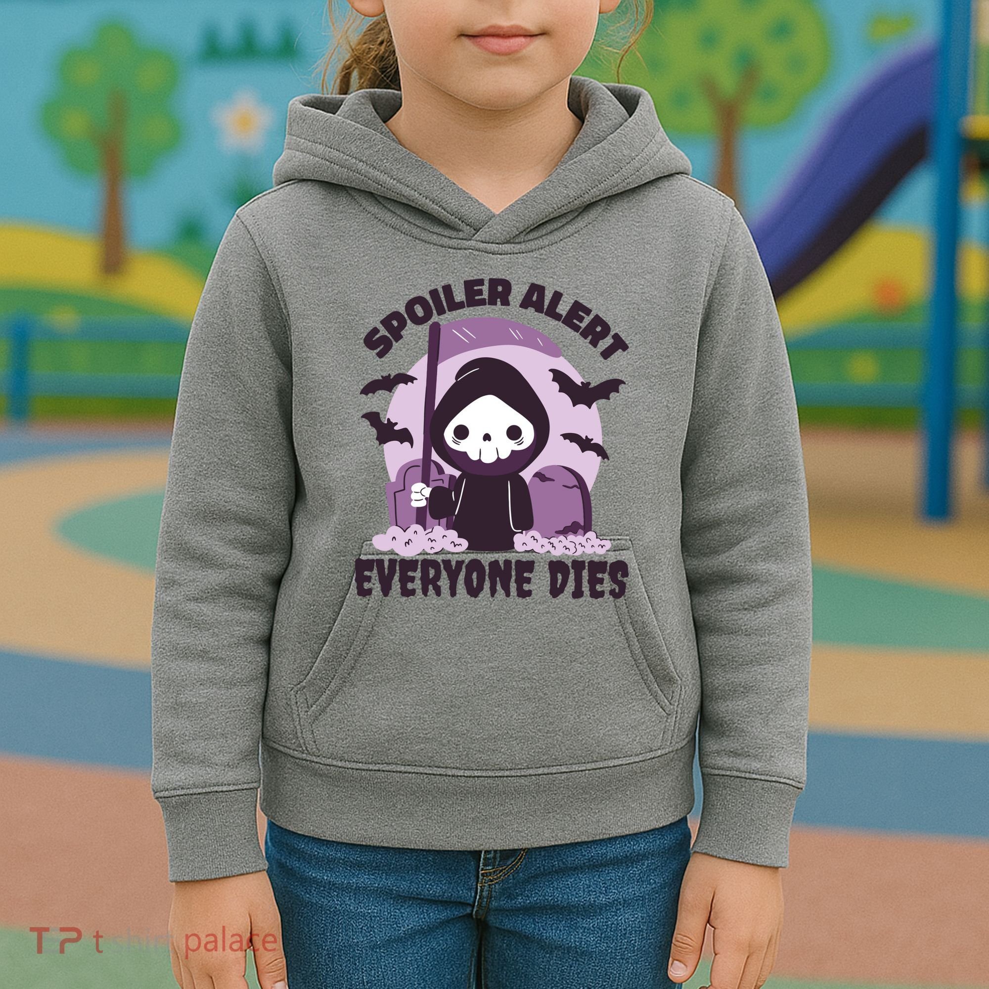 Spoiler Alert Everyone Dies Reaper Halloween Kids Hoodie