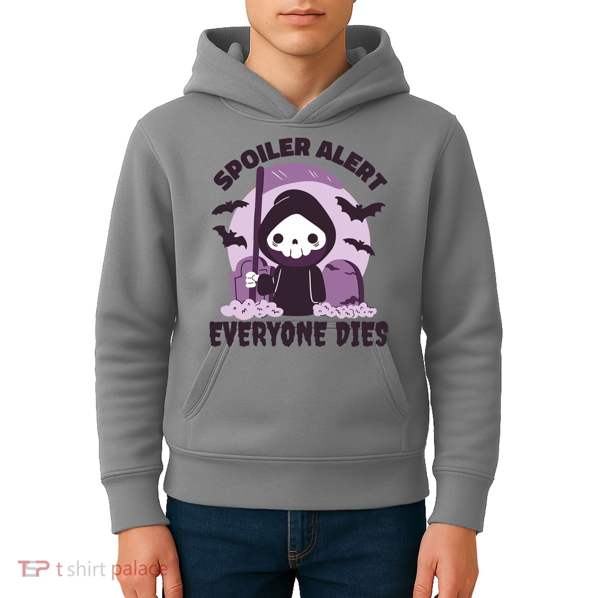 Spoiler Alert Everyone Dies Reaper Halloween Kids Hoodie