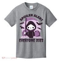 Spoiler Alert Everyone Dies Reaper Halloween Kids T-Shirt thumb 0