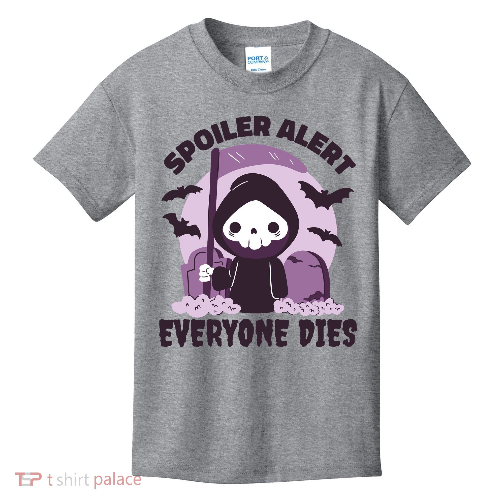 Spoiler Alert Everyone Dies Reaper Halloween Kids T-Shirt