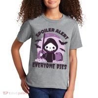 Spoiler Alert Everyone Dies Reaper Halloween Kids T-Shirt thumb 2