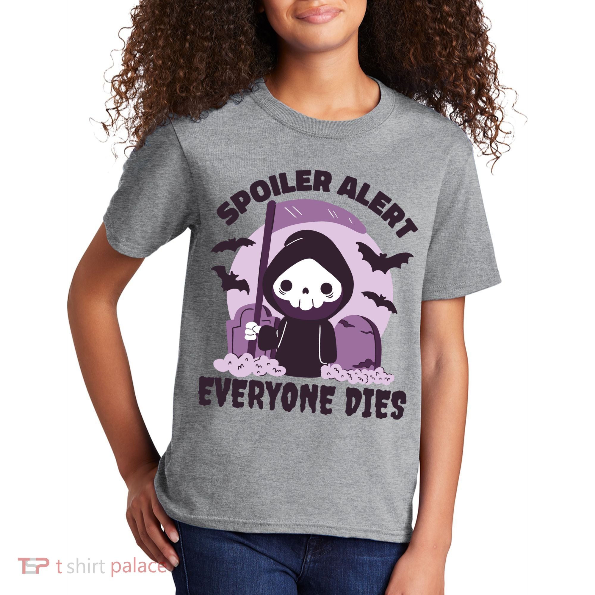 Spoiler Alert Everyone Dies Reaper Halloween Kids T-Shirt