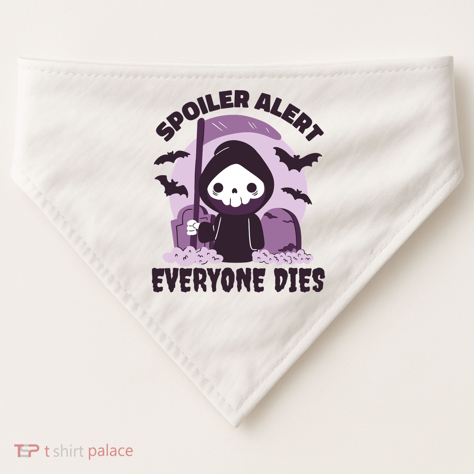 Spoiler Alert Everyone Dies Reaper Halloween USA-Made Doggie Bandana