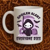 Spoiler Alert Everyone Dies Reaper Halloween Coffee Mug thumb 2