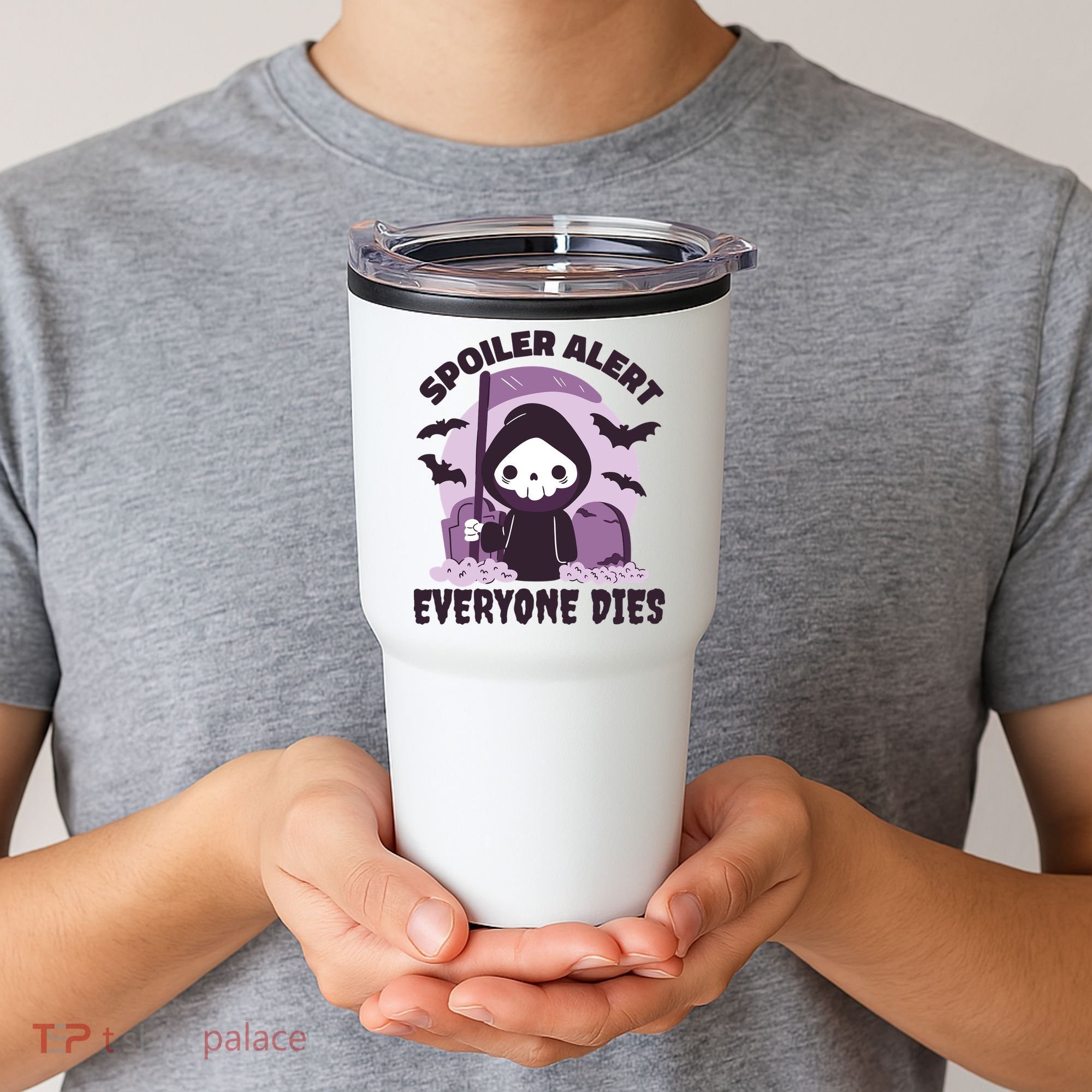 Spoiler Alert Everyone Dies Reaper Halloween Tumbler