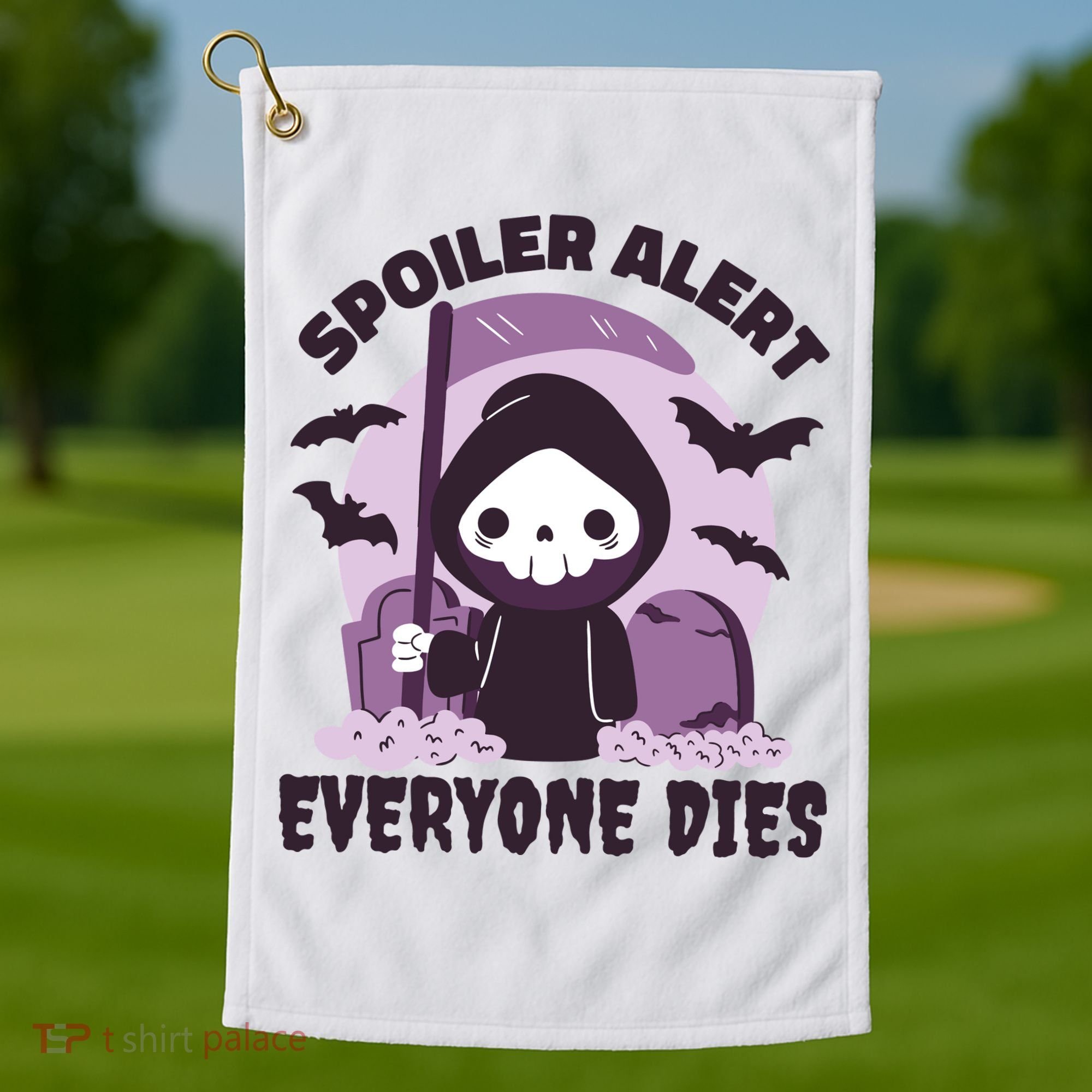 Spoiler Alert Everyone Dies Reaper Halloween Golf Towel