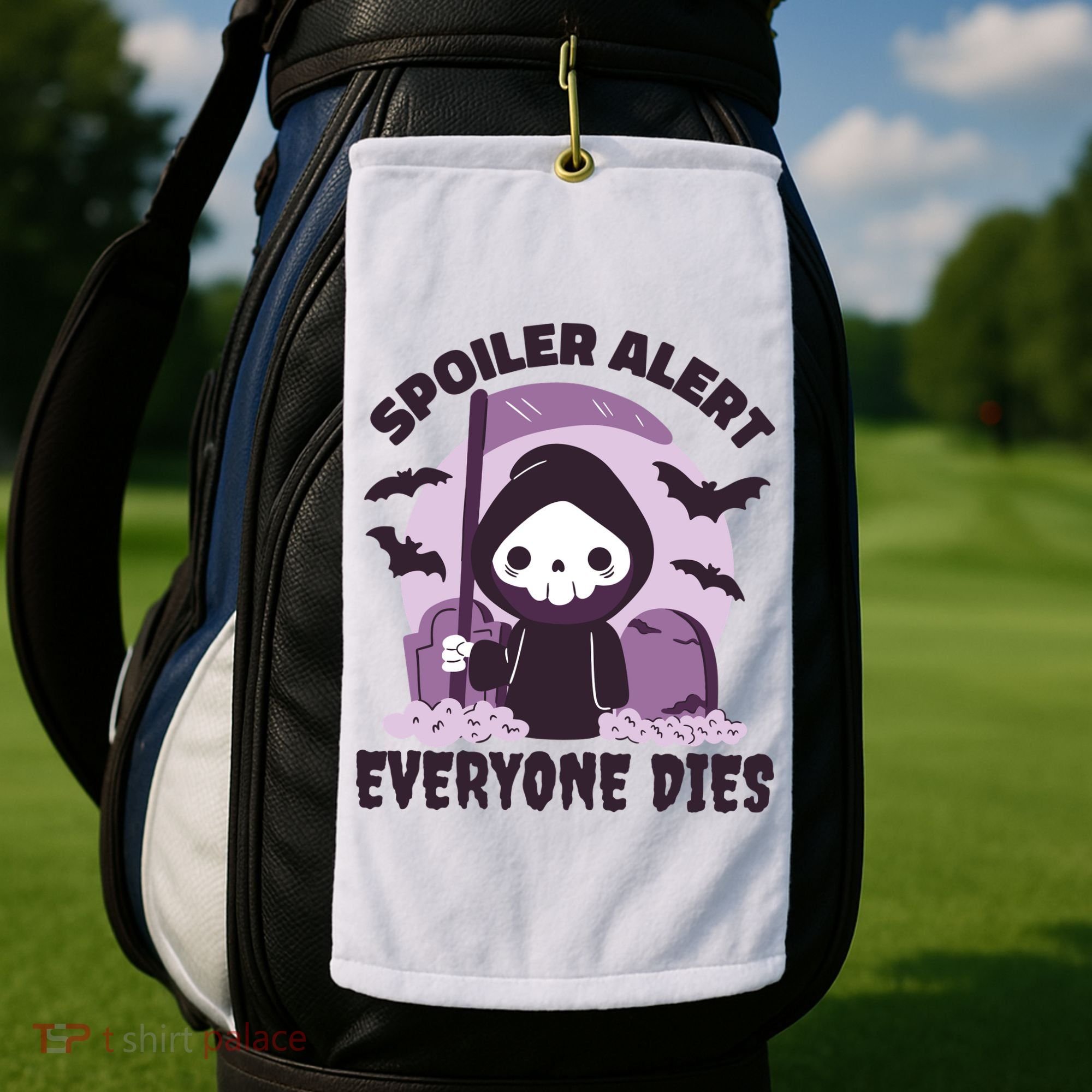 Spoiler Alert Everyone Dies Reaper Halloween Golf Towel