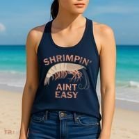 Shrimpin Aint Easy Funny Shrimp Fishing Women's Tank Top thumb 2