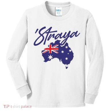 Straya Aussie For Australian Slang Kids Long Sleeve Shirt