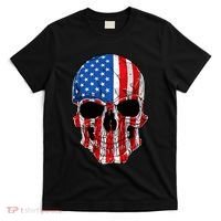 Skull American Flag 4th Of July Usa Gifts T-Shirt thumb 0