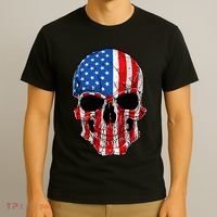 Skull American Flag 4th Of July Usa Gifts T-Shirt thumb 3