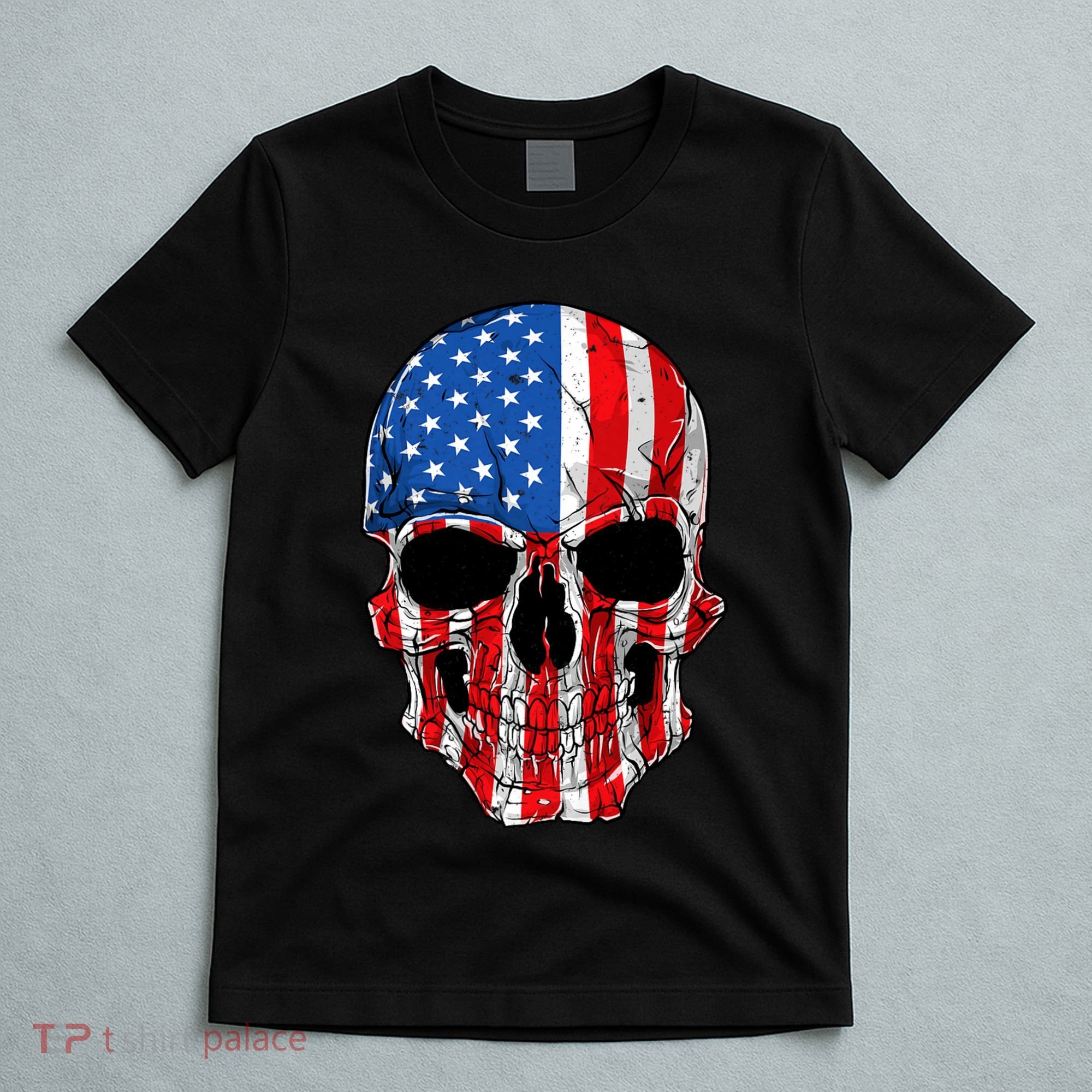 Skull American Flag 4th Of July Usa Gifts T-Shirt
