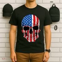 Skull American Flag 4th Of July Usa Gifts T-Shirt thumb 6
