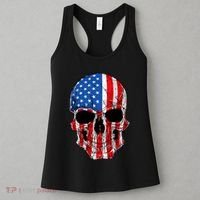 Skull American Flag 4th Of July Usa Gifts Women's Tank Top thumb 3
