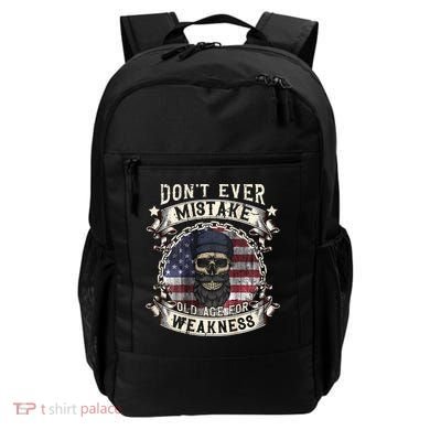 Skull American Flag Dont Ever Mistake Old Age For Weakness Backpack