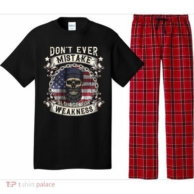 Skull American Flag Dont Ever Mistake Old Age For Weakness Pajama Set