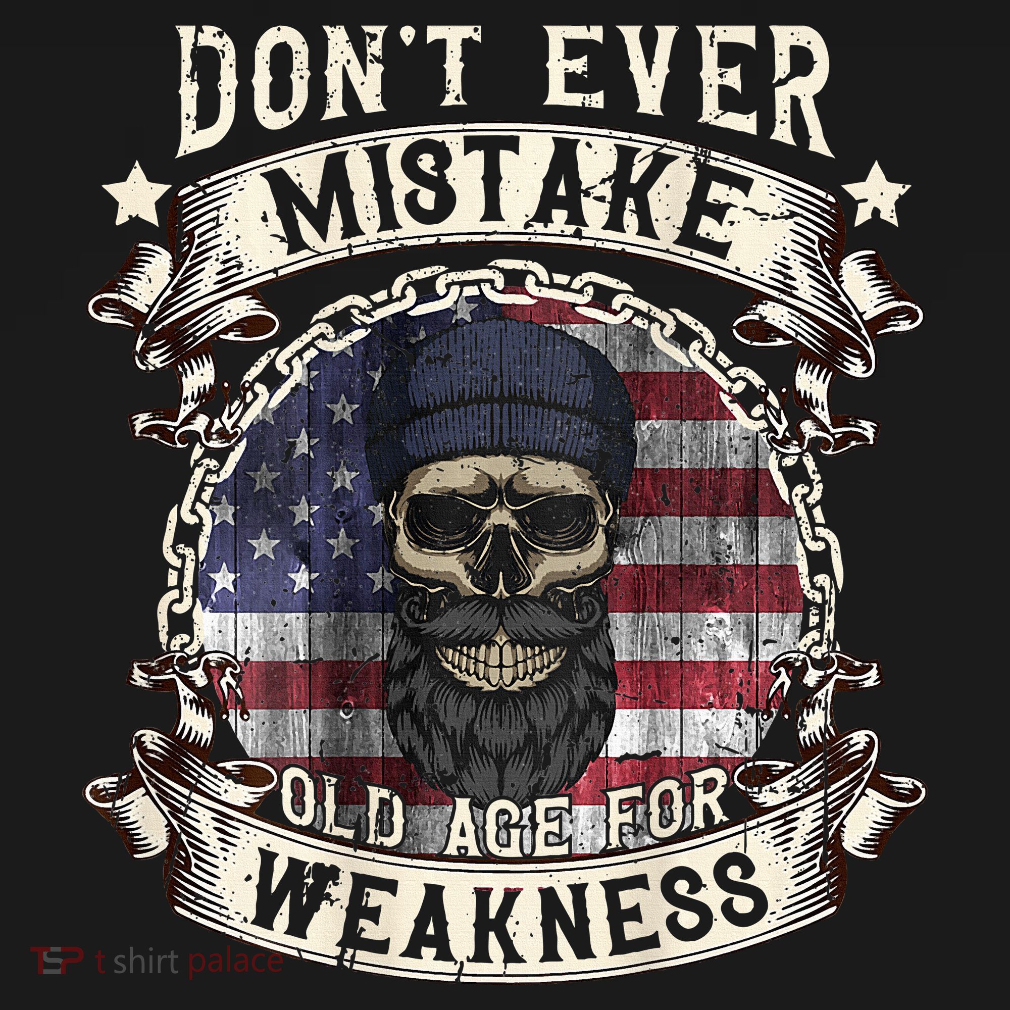 Skull American Flag Dont Ever Mistake Old Age For Weakness Pajama Set